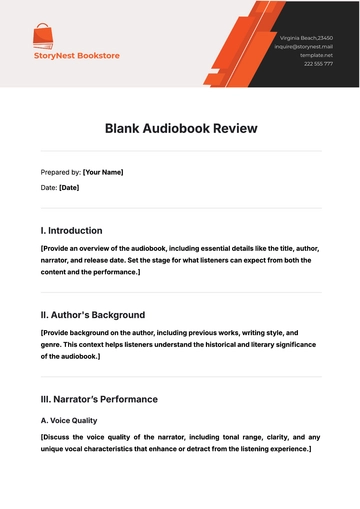 Free Blank Audiobook Review Template to Edit Online