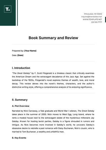 Free Book Summary and Review Template to Edit Online