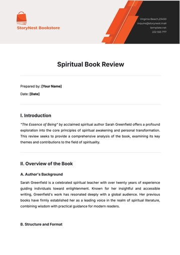 Free Spiritual Book Review Template to Edit Online