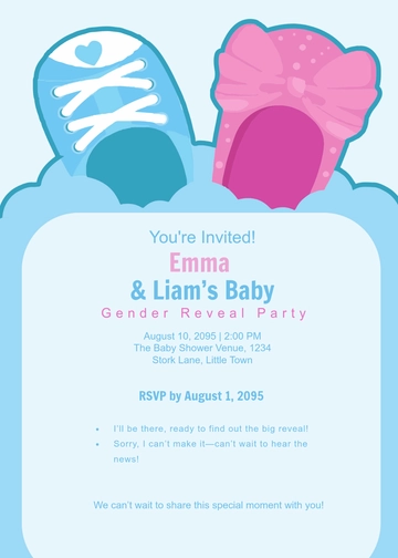Free Baby Gender Reveal RSVP Card Invitation Template to Edit Online