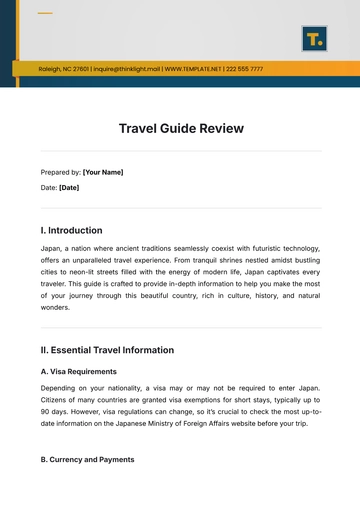 Free Travel Guide Review Template to Edit Online