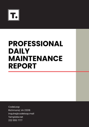 Free Professional Daily Maintenance Report Template to Edit Online