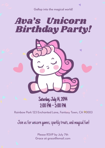 Free Unicorn Party Invitation Template to Edit Online | Template.net