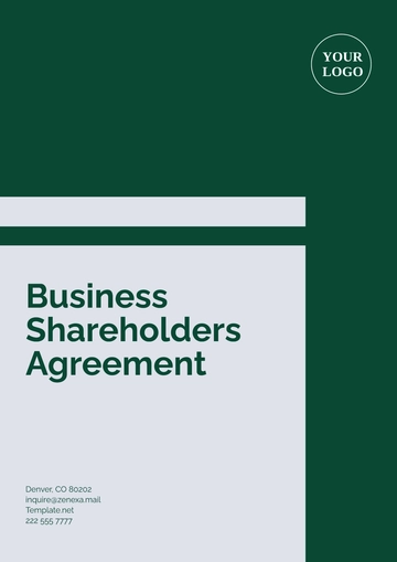 Free Business Shareholders Agreement Template to Edit Online
