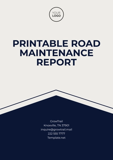 Free Printable Road Maintenance Report Template to Edit Online