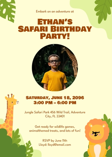 Free Safari Theme Party Invitation Template to Edit Online | Template.net