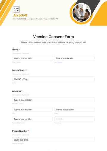 Free Vaccine Consent Form Template to Edit Online