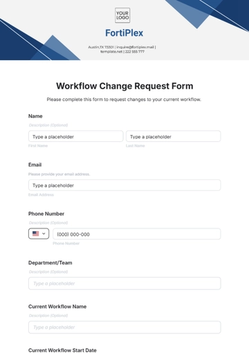 Free Workflow Change Request Form Template to Edit Online