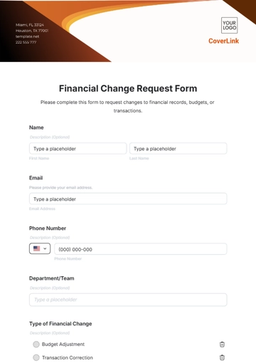 Free Financial Change Request Form Template to Edit Online