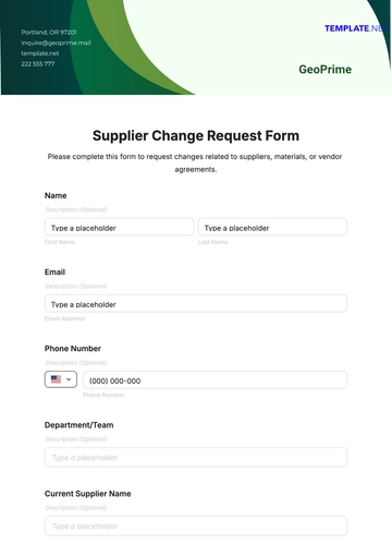 Free Supplier Change Request Form Template to Edit Online