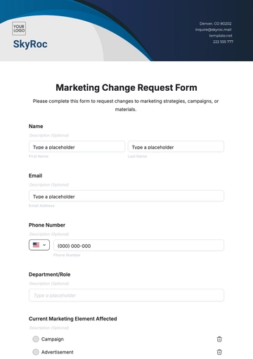 Free Marketing Change Request Form Template to Edit Online