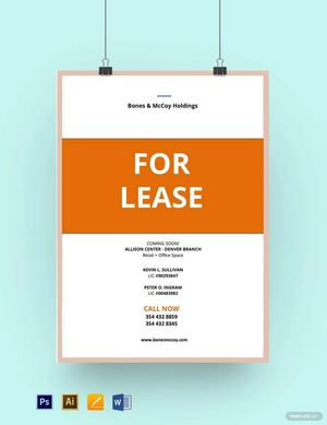 Real Estate For Lease Sign Template