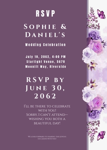 Free RSVP Card Invitation Background Template to Edit Online