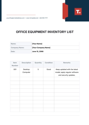 Free Office Equipment Inventory List Template to Edit Online