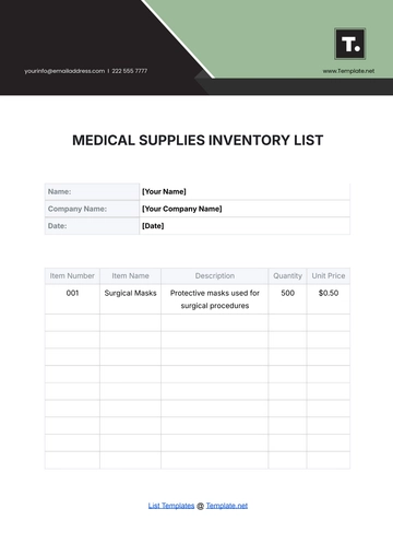 Free Medical Supplies Inventory List Template to Edit Online
