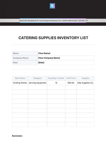 Free Catering Supplies Inventory List Template to Edit Online