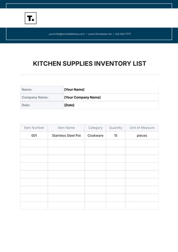 Free Kitchen Supplies Inventory List Template to Edit Online