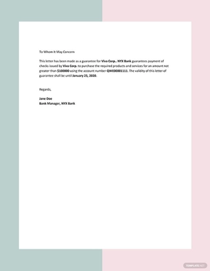 Financial Letter Guarantee Sample Template