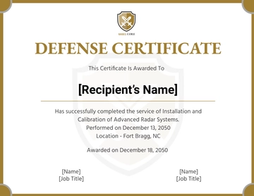 Free Defense Certificate Template to Edit Online