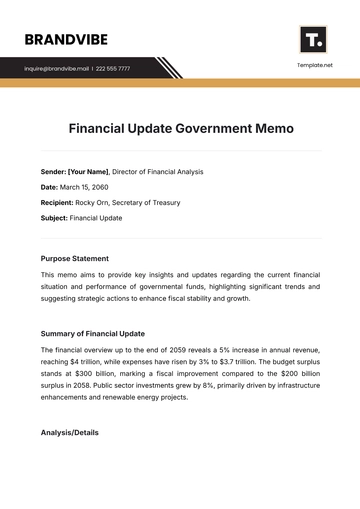 Free Financial Update Government Memo Template to Edit Online