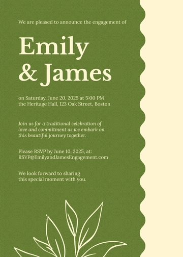 Free Traditional Engagement Invitation Template to Edit Online
