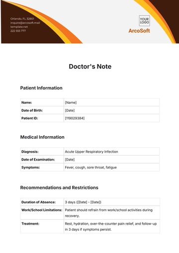 Free Doctor's Note Template to Edit Online