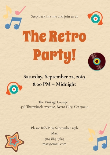 Free Retro Party Invitation Template to Edit Online