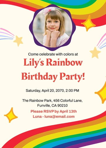 Free Rainbow Party Invitation Template to Edit Online
