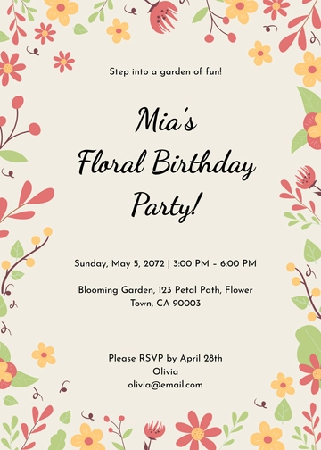 Free Floral Party Invitation Template to Edit Online | Template.net