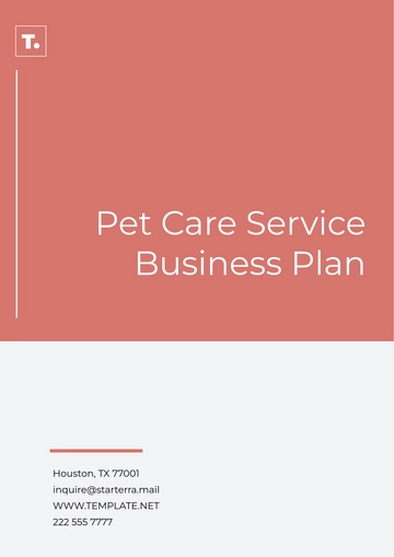 Free Pet Care Service Business Plan Template to Edit Online