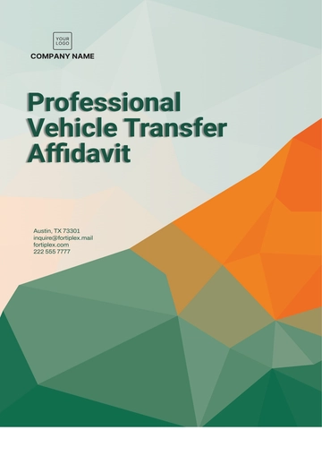 Free Professional Vehicle Transfer Affidavit Template to Edit Online