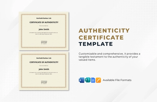 Authenticity Certificate Template Authenticity Certificate Template