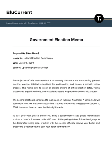Free Government Election Memo Template to Edit Online