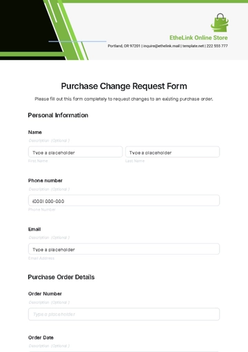 Free Purchase Change Request Form Template to Edit Online