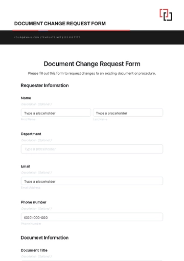 Free Document Change Request Form Template to Edit Online
