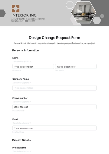 Free Design Change Request Form Template to Edit Online