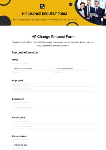Free HR Change Request Form Template to Edit Online