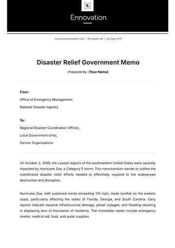 Free Disaster Relief Government Memo Template to Edit Online
