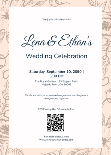 Free Wedding Invitation with QR Code Template to Edit Online