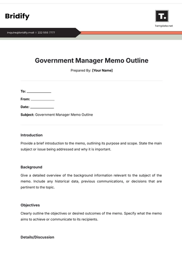 Free Government Manager Memo Outline Template to Edit Online