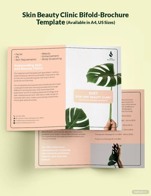 Skin Beauty Clinic Bi-Fold Brochure Template