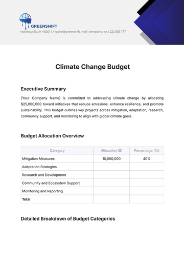 Free Climate Change Budget Template to Edit Online