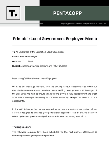 Free Printable Local Government Employee Memo Template to Edit Online