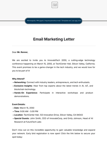 Free Email Marketing Letter Template to Edit Online