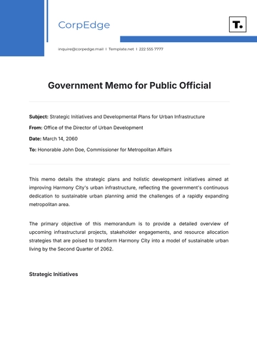 Free Government Memo for Public Official Template to Edit Online