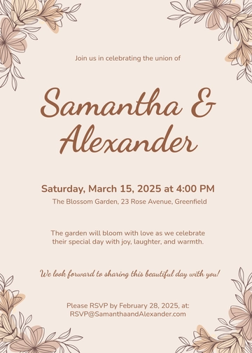 Free Floral Wedding Invitation Template to Edit Online