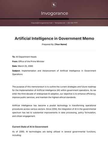 Free Artificial Intelligence in Government Memo Template to Edit Online