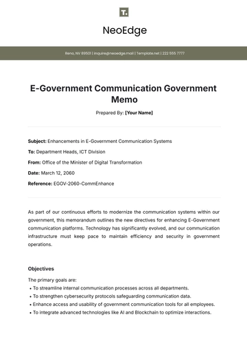 Free E-Government Communication Government Memo Template to Edit Online
