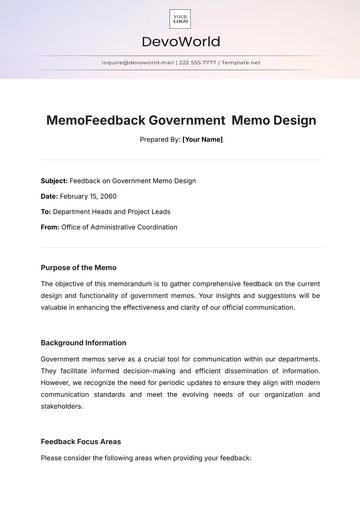 Free Feedback Government  Memo Design Template to Edit Online