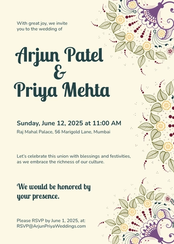 Free Indian Wedding Invitation Template to Edit Online